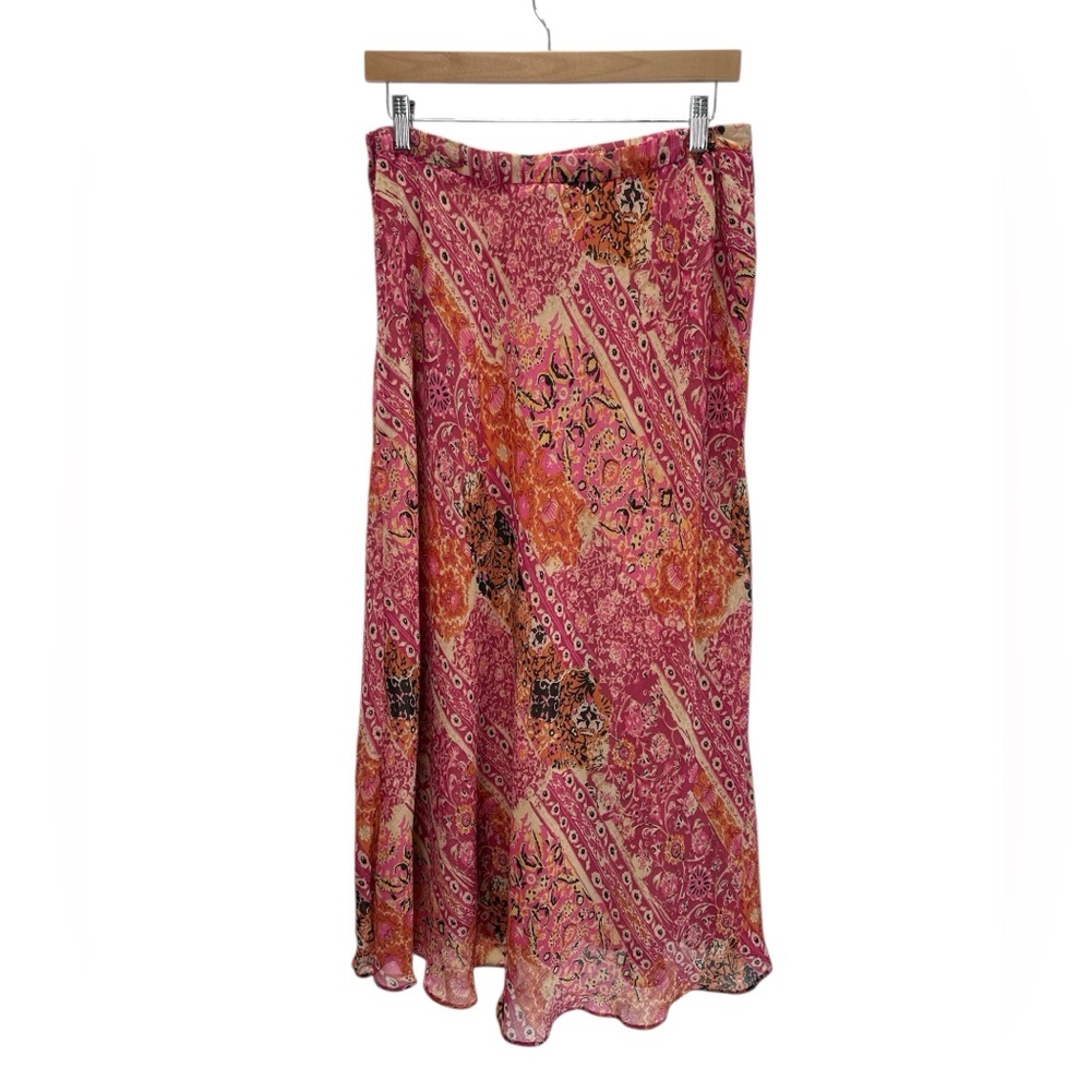 Napa Valley Paisley Midi Skirt Pink Orange Vintage Y2K Whimsical Fae Fairy Sz 12 - Picture 2 of 11